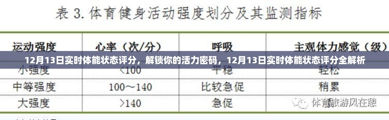 12月13日實時體能狀態(tài)評分，解鎖活力密碼，全面解析身體狀況