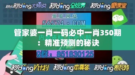 管家婆一肖一碼必中一肖350期：精準預測的秘訣