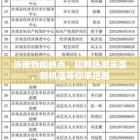 沂南新聞熱點(diǎn)，招聘熱潮來(lái)襲，新機(jī)遇等你來(lái)把握
