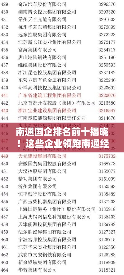 南通國企排名前十揭曉！這些企業(yè)領(lǐng)跑南通經(jīng)濟！