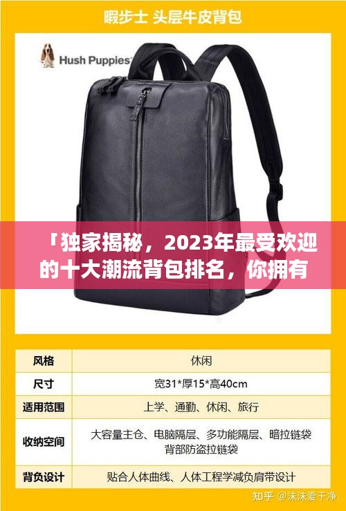 「獨(dú)家揭秘，2023年最受歡迎的十大潮流背包排名，你擁有了嗎？」