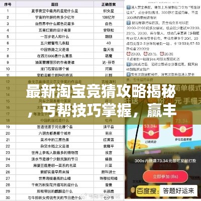 最新淘寶競猜攻略揭秘，丐幫技巧掌握，贏豐厚獎勵輕松上手！