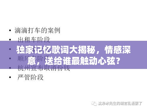 獨(dú)家記憶歌詞大揭秘，情感深意，送給誰最觸動心弦？
