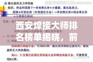 西安焊接大師排名榜單揭曉，前十名焊接工藝巨匠風(fēng)采展示