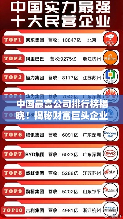 中國最富公司排行榜揭曉！揭秘財(cái)富巨頭企業(yè)